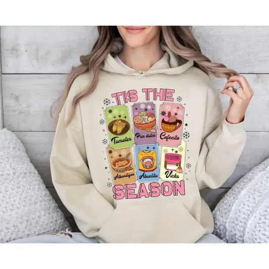 Festive Christmas Shirt for All, Cozy Mexican Sweatshirt, Calories Don't Count Hoodie, Pink Spanish Holiday Apparel with...