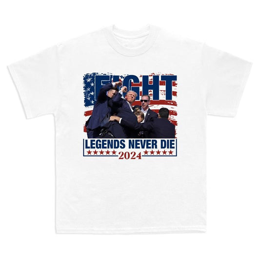 Fight Legends never die , Trum Fist Pump Shooting Attempt T-Shirt, Trum 2024 Tee, Trum for President T-Shirt, Trum Hero, Trum Shot Cotton Menswear