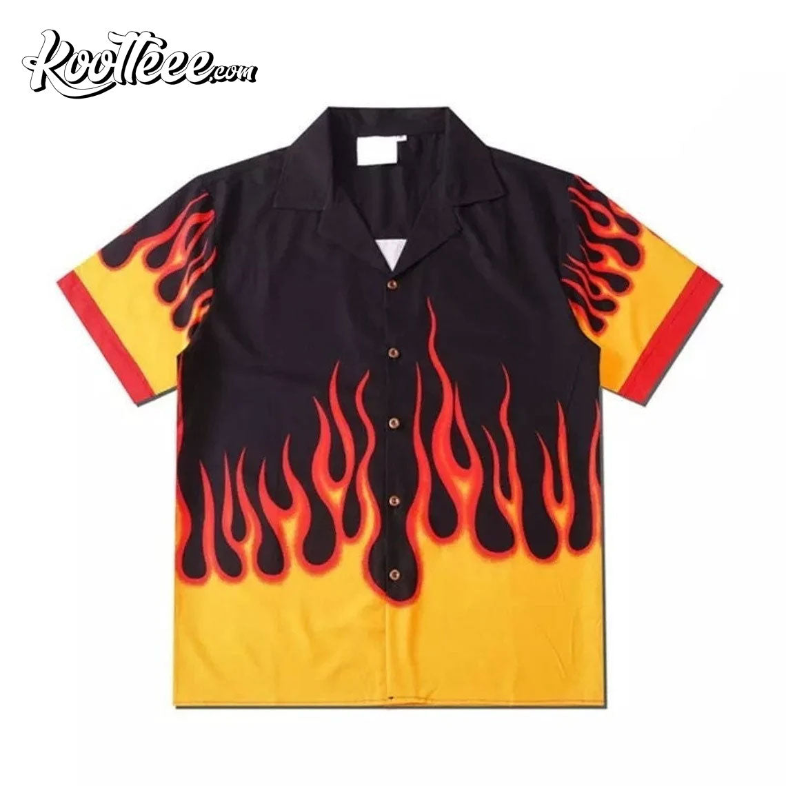 Fire Flame Harajuku Oversized Graphic Hawaiian Shirt
