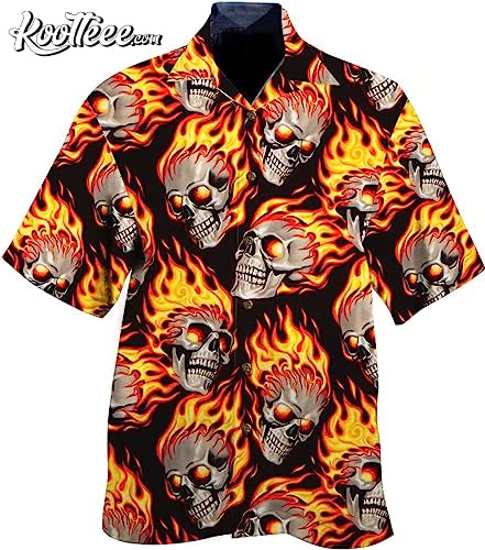 Fire Skull Halloween Hawaiian Shirt