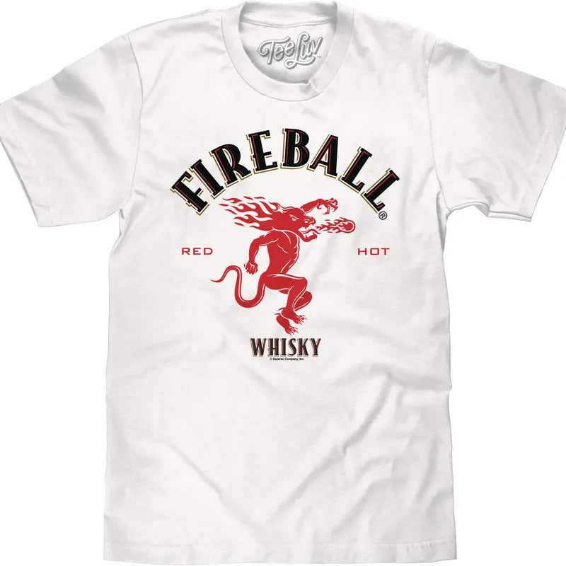 Fireball Whisky Dragon Logo T-Shirt - White Hoodie, Sweatshirt | InkThreadWorks.com