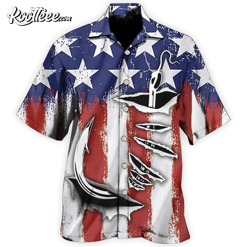 Fishing American Basic Style Hawaiian Shirt And Shorts