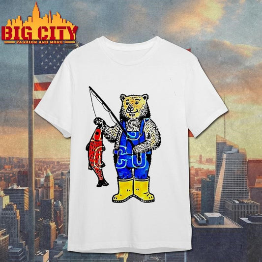 Fishing Bear Outdoorsy Cabincore Graphic Vintage Nature Lover Shirt