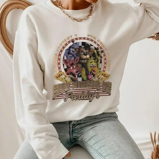 Five Nights At Freddy's Halloween T-Shirt Spooky Game Fan Graphic Tee casual hoodie