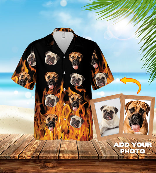 Custom Hawaiian Shirt (Flaming Orange: 1-7 Pets)