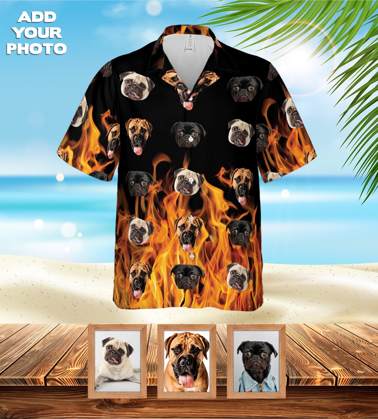 Custom Hawaiian Shirt (Flaming Orange: 1-7 Pets)