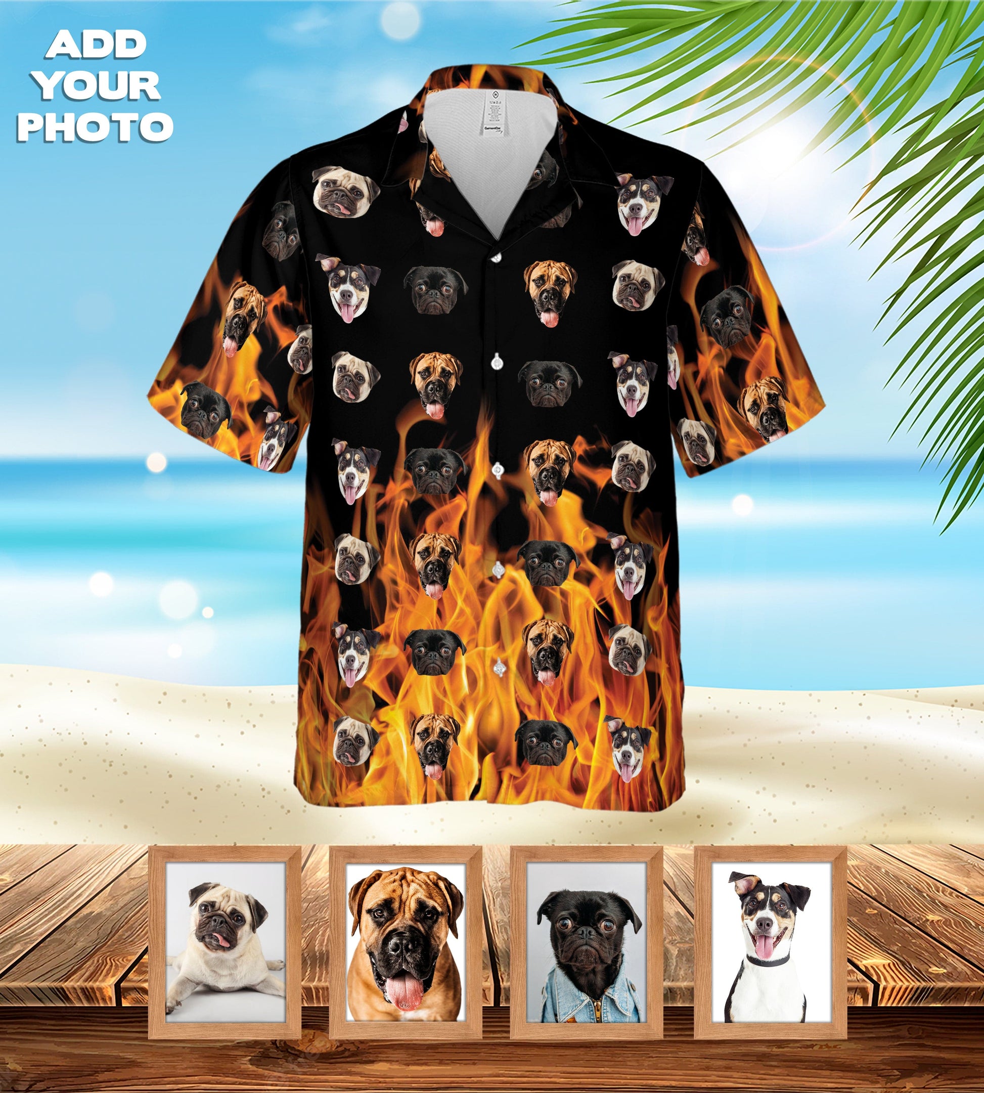 Custom Hawaiian Shirt (Flaming Orange: 1-7 Pets)
