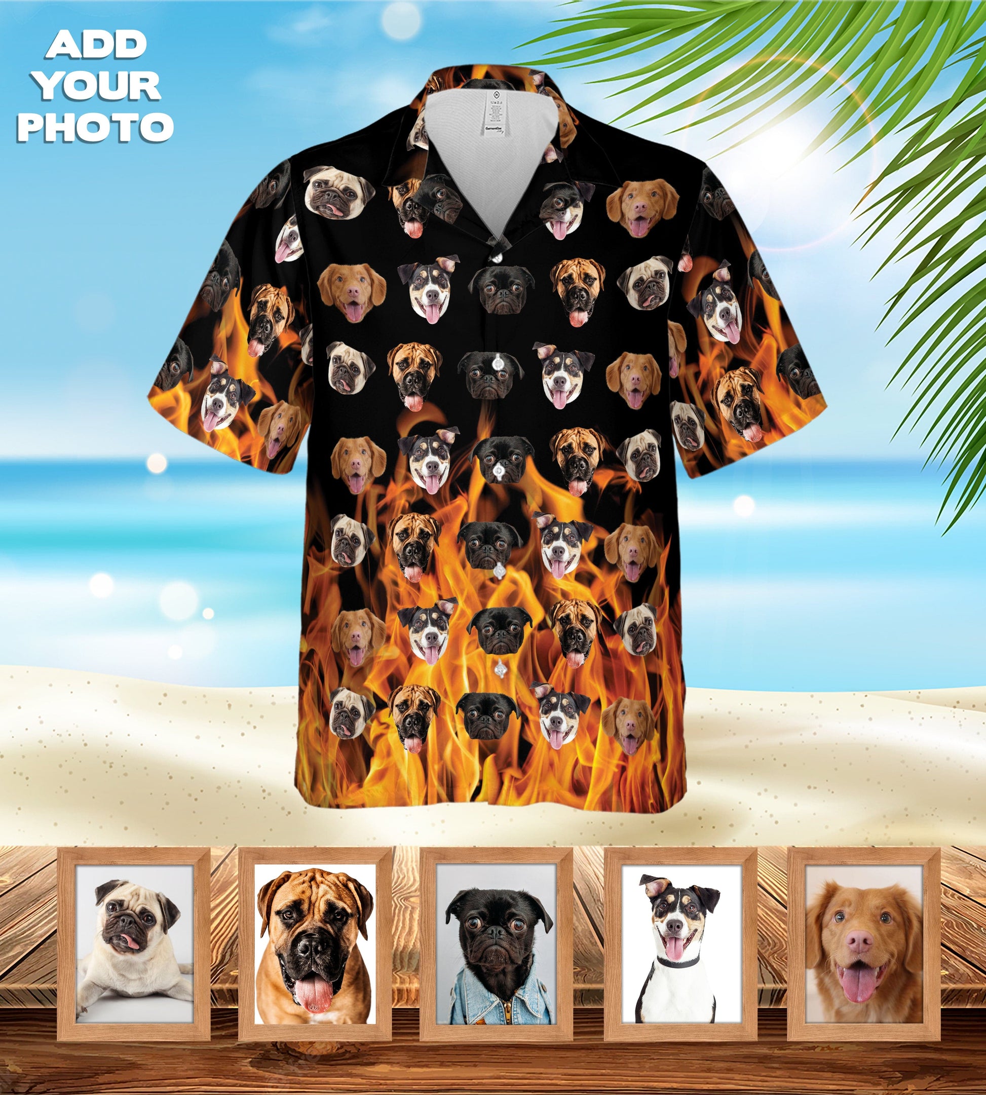 Custom Hawaiian Shirt (Flaming Orange: 1-7 Pets)