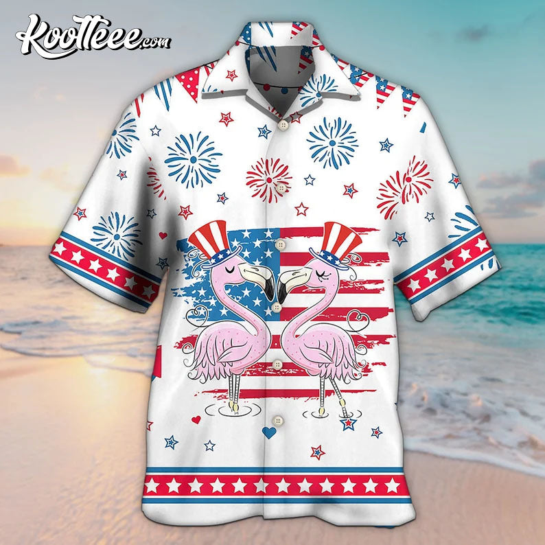 Flamingo America Independence Day Star Hawaiian Shirt