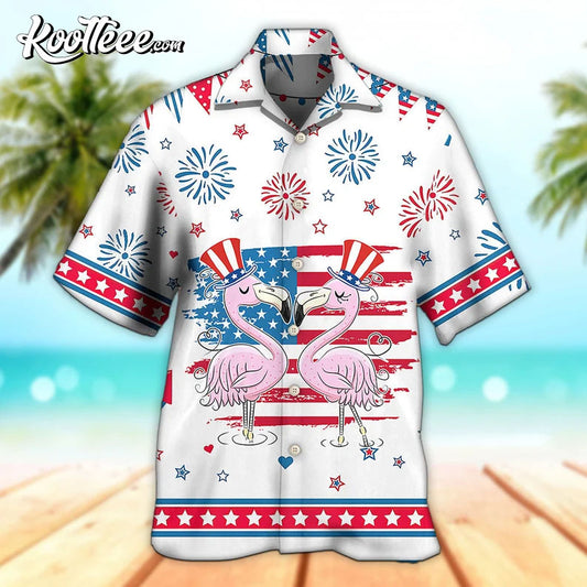 Flamingo America Independence Day Star Hawaiian Shirt