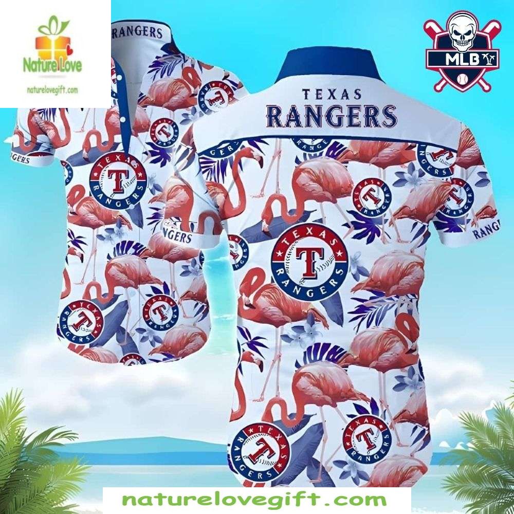 Texas Rangers Hawaiian Shirt Flamingo Breeze MLB Baseball Aloha Shirt