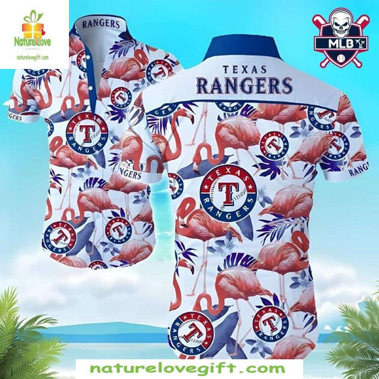 Texas Rangers Hawaiian Shirt Flamingo Breeze MLB Aloha Baseball Apparel