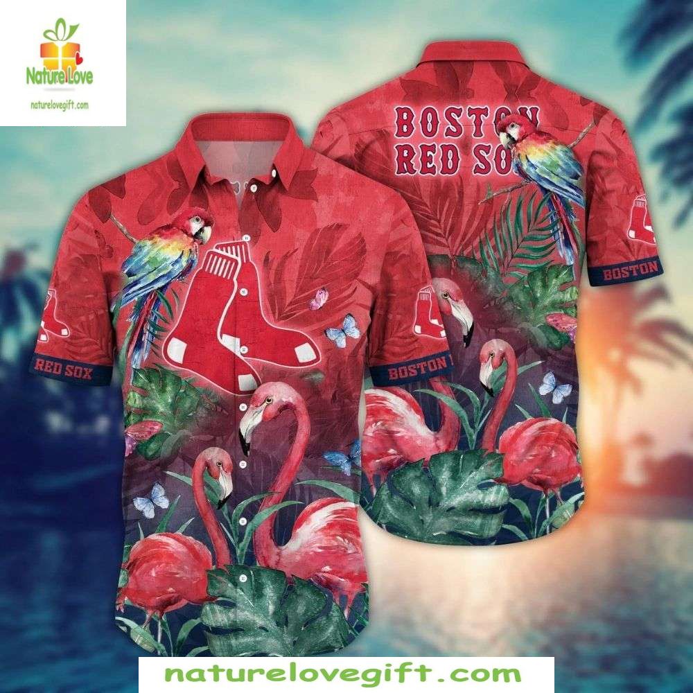 Boston Red Sox Hawaiian Shirt Flamingo Garden MLB Baseball Apparel