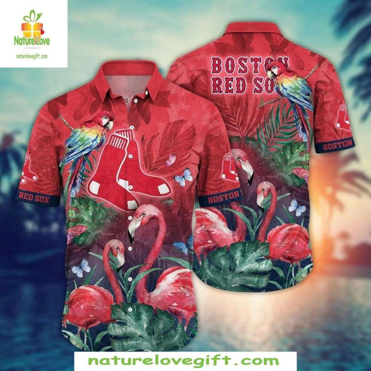 Boston Red Sox Hawaiian Shirt Flamingo Garden MLB Baseball Apparel