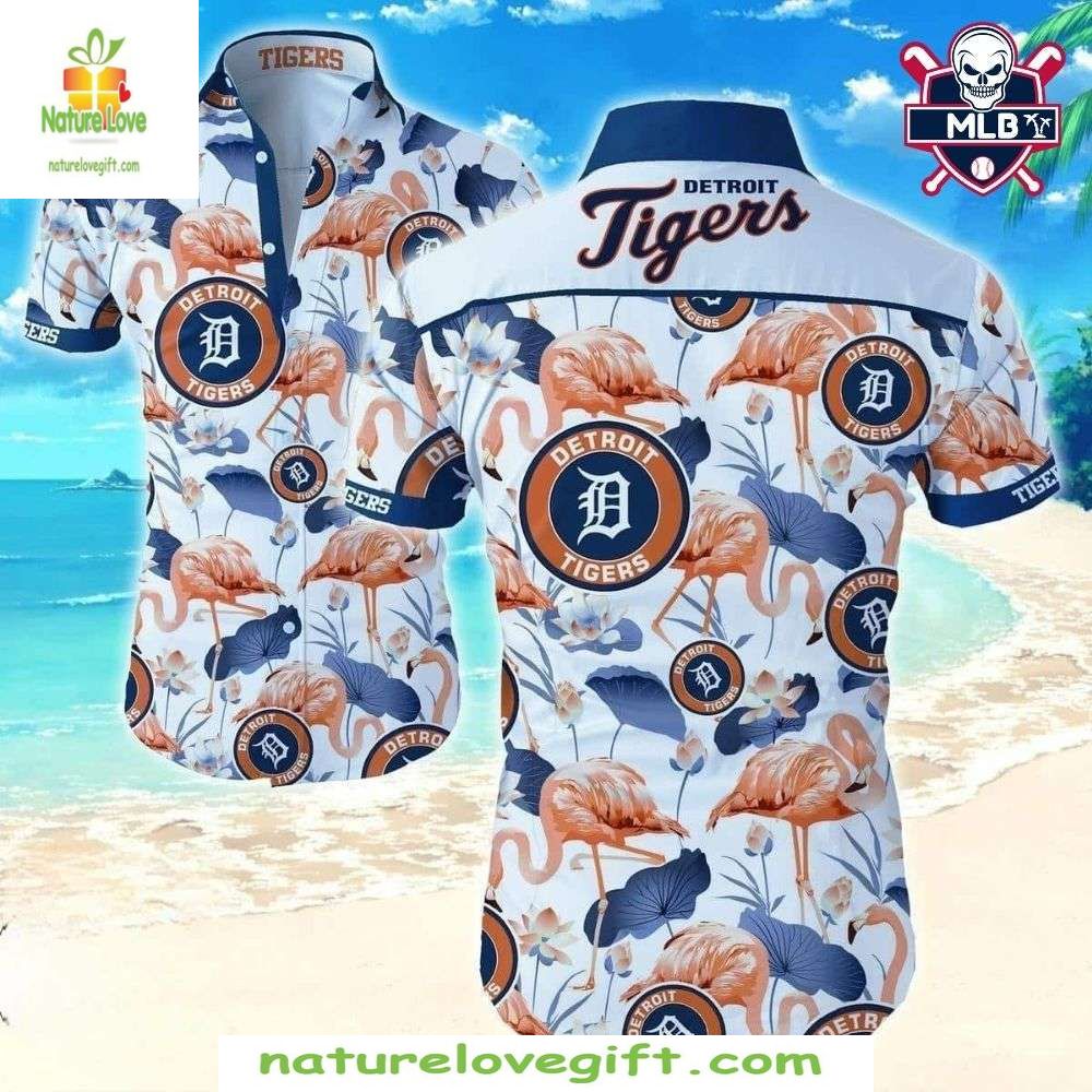 Detroit Tigers Hawaiian Shirt Flamingo Garden MLB Baseball Apparel