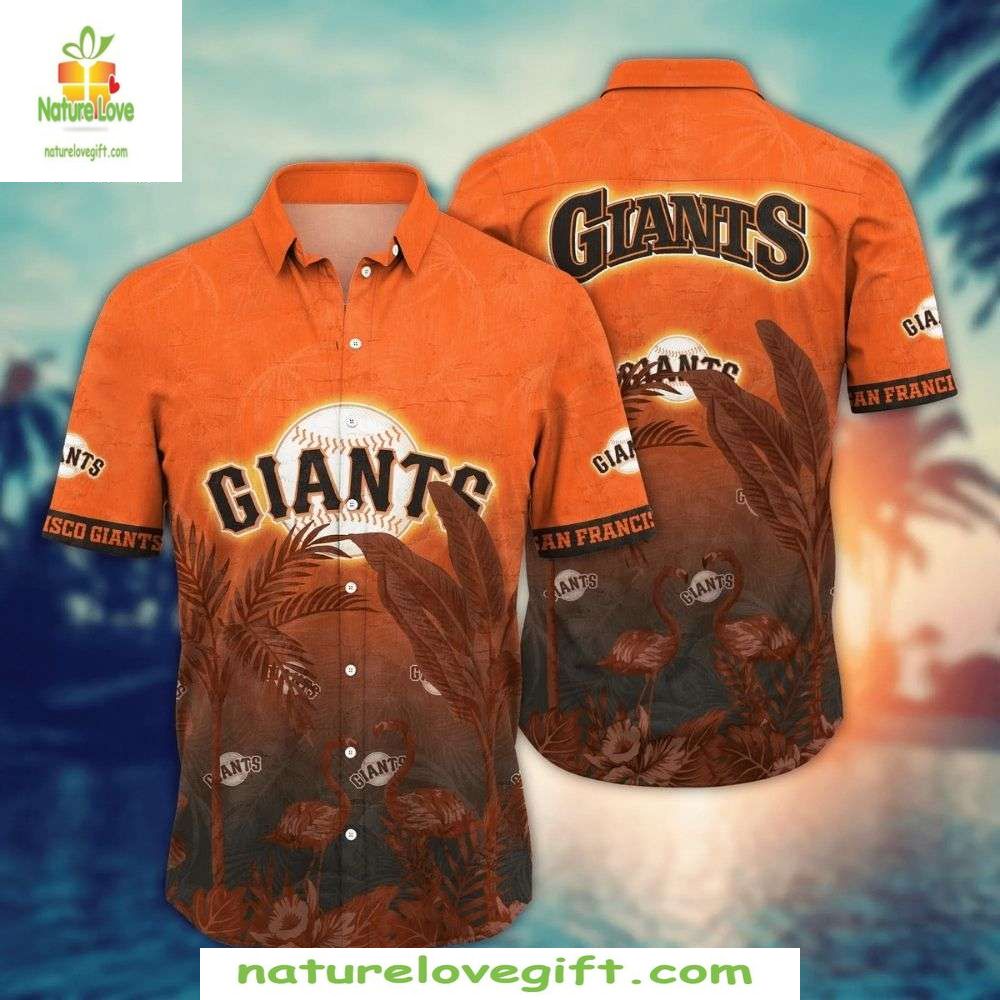 SF Giants Hawaiian Shirt Flamingo Paradise Tropical Plant MLB Baseball Apparel