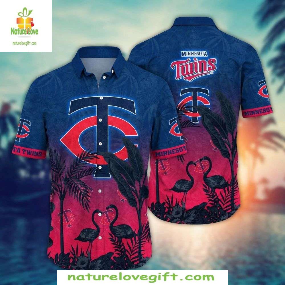 Minnesota Twins Hawaiian Shirt Flamingo Sunset Stylish Baseball Apparel