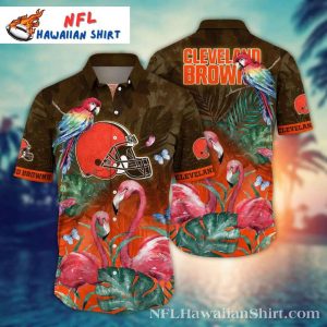 Flamingo Touchdown Cleveland Hawaiian Shirt - Browns Tropical Football Flair
