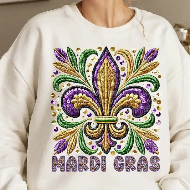 Fleur De Lis Faux Embroidery DTF Transfers - THIS IS NOT A SHIRT Hoodie, Sweatshirt | InkThreadWorks.com