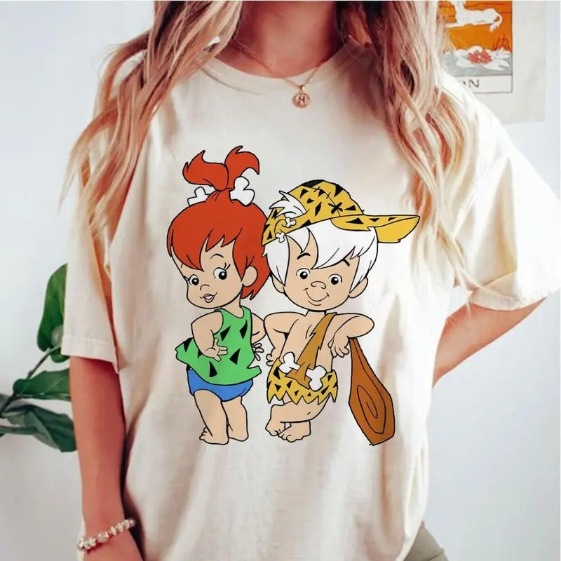Flinstones Family Shirt, Women Cartoon Shirt, Bam Bam & Pebbes Shirt, Gift For Him, Gift For Her, Cozy Fit, Perfect for...