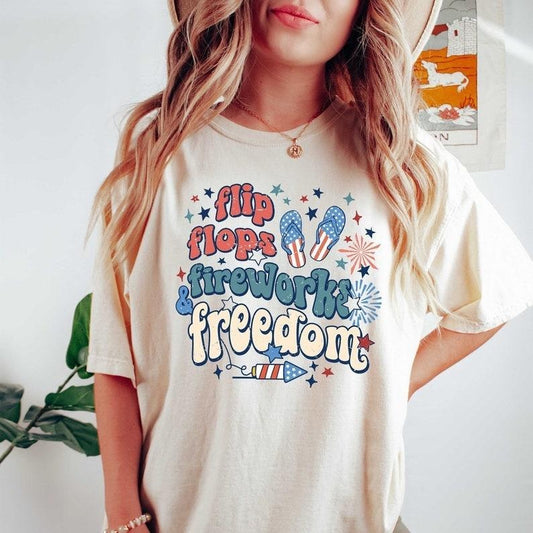 Flip Flops,Fireworks,Freedom Tshirt, Patriotic Shirt, Fourth of July T-Shirt, 4th of July Shirt, Independence Day TShirt,...