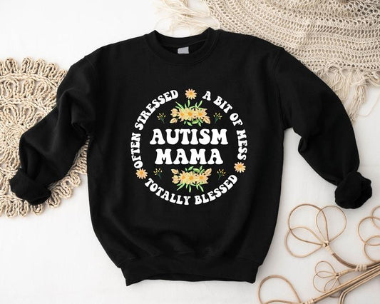 Floral Autism Mama Sweatshirt, Totally Bless Autism Hoodie, Autism Awareness Sweatshirt, Autism Support Gift Hoodie, Gift...