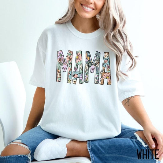 Floral Comfort Colors Mama Shirt for Mom Shirt Mothers Day Gift for New Mom Gift Flower Mama Tshirt for Mom Birthday Gift...