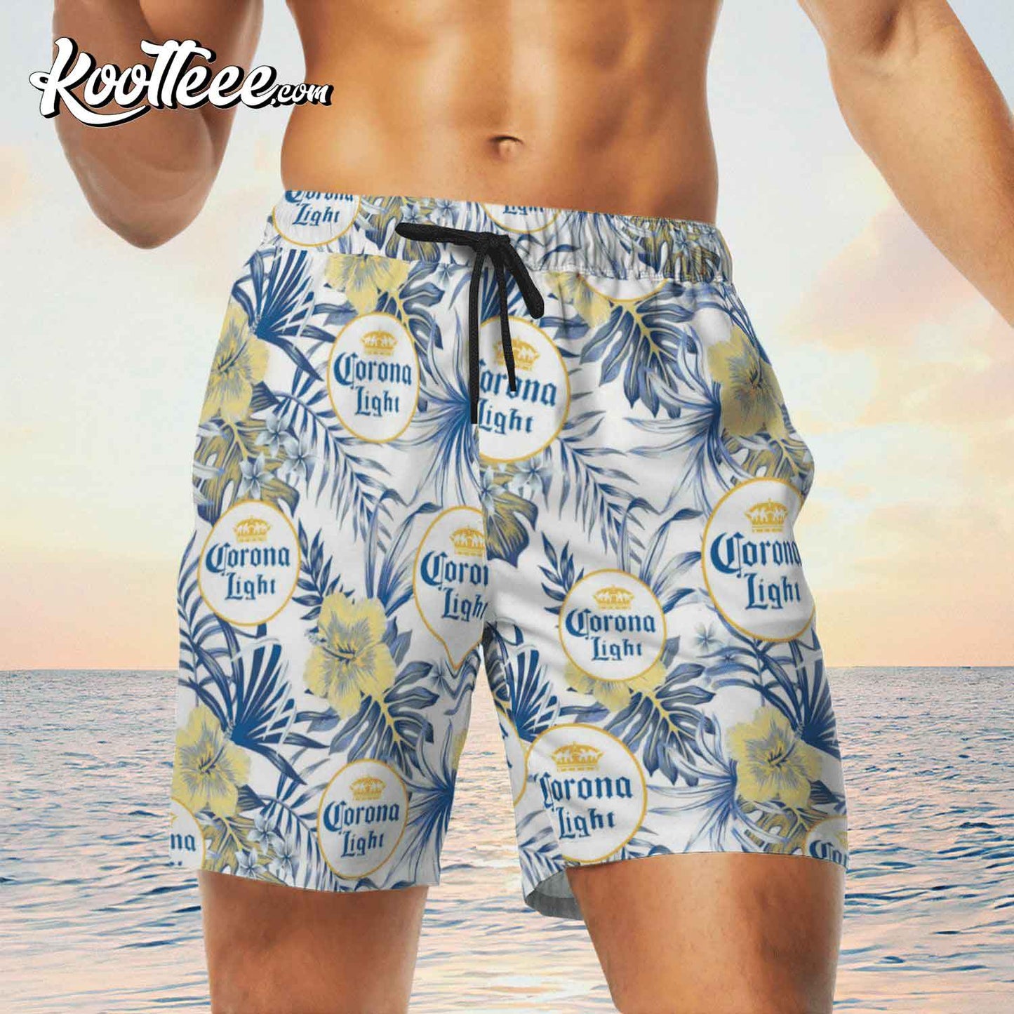 Floral Corona Light Beer Hawaiian Shirts And Beach Shorts