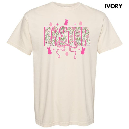 Floral Easter Pink Coquette Comfort Colors T-Shirt Hoodie, Sweatshirt | InkThreadWorks.com