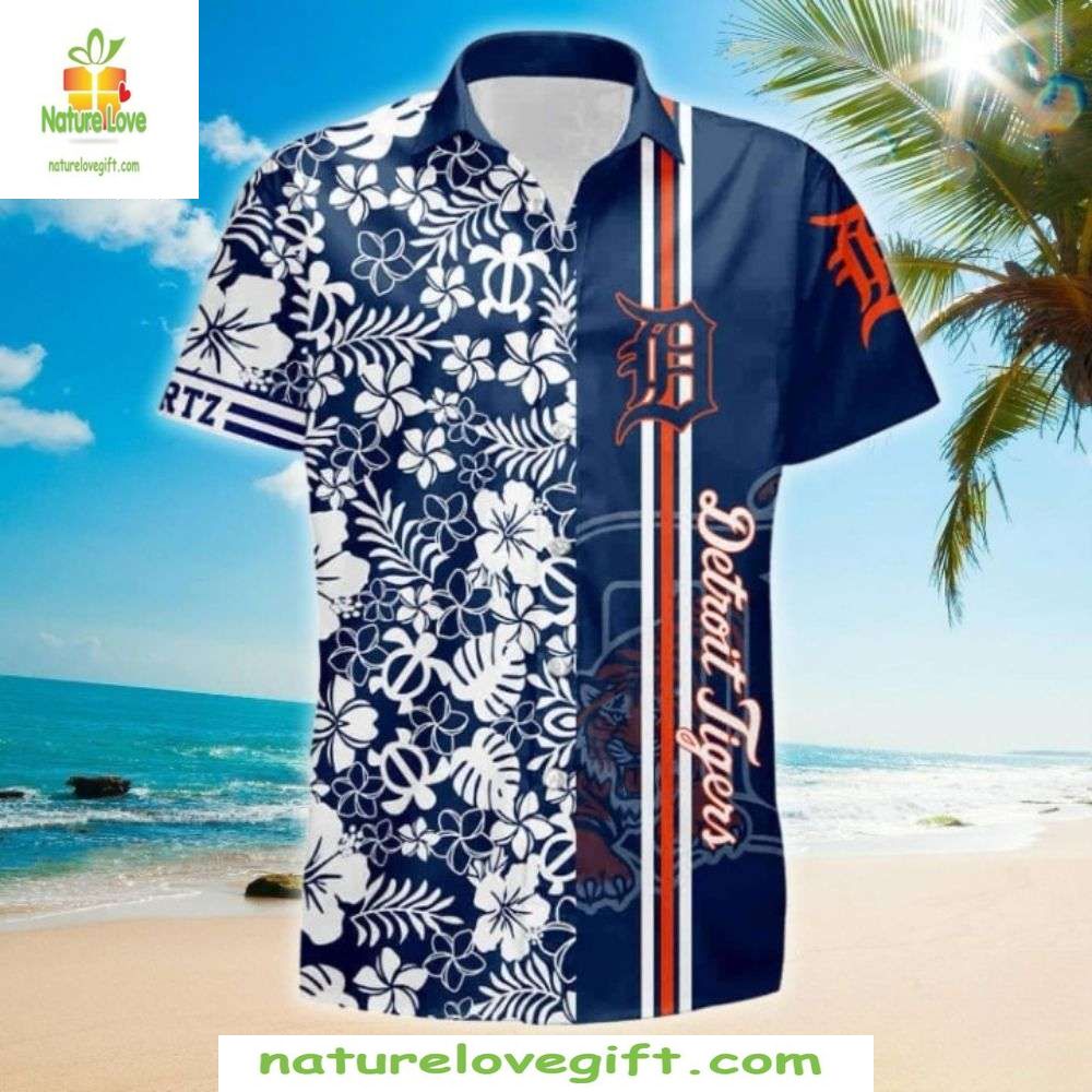 Detroit Tigers Hawaiian Shirt Floral Elegance Baseball Apparel