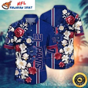 Floral Emblem New York Giants Hawaiian Shirt - NY Blue Blooms Aloha Wear
