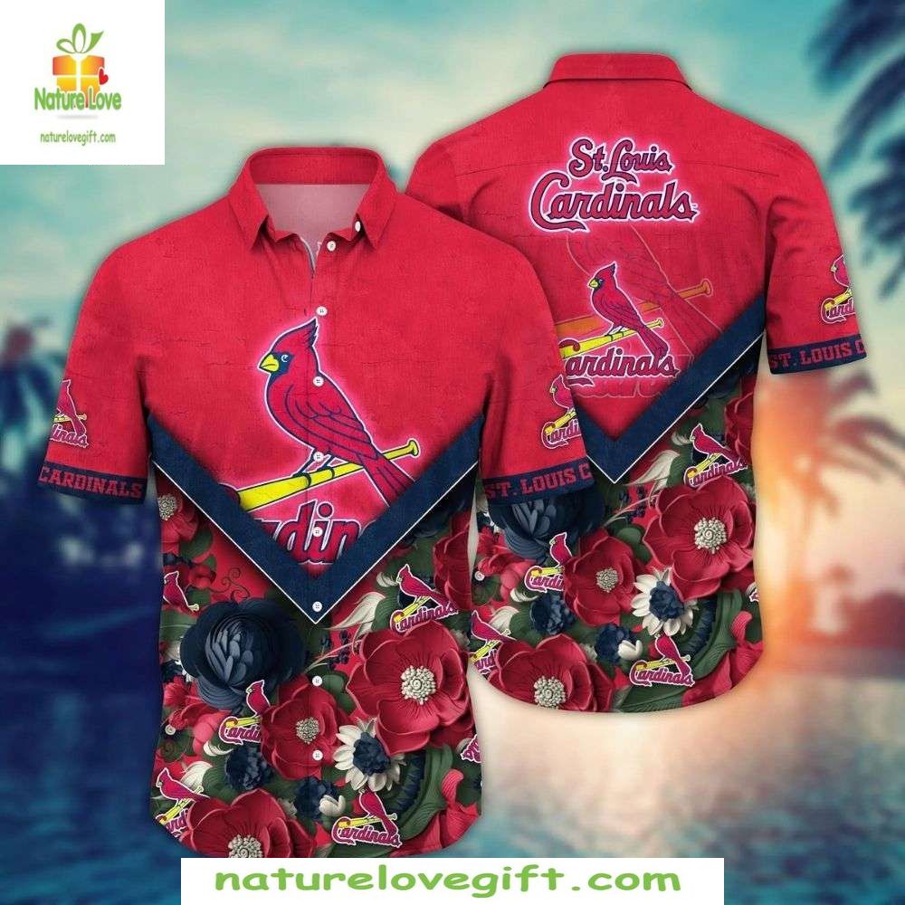 St Louis Cardinals Hawaiian Shirt Floral Emblem MLB Baseball Apparel