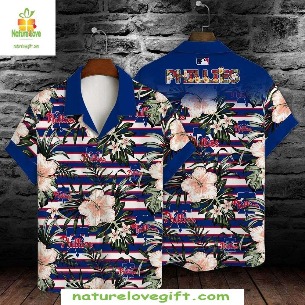 Philadelphia Phillies Hawaiian Shirt Floral Fervor Navy Blue Aloha Baseball Apparel