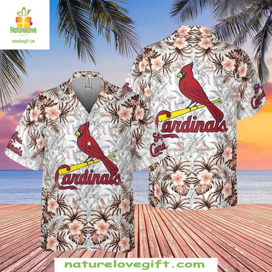 St Louis Cardinals Hawaiian Shirt Floral Flight White MLB Baseball Aloha Shirt
