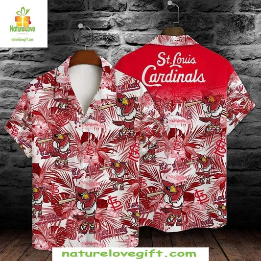 St Louis Cardinals Hawaiian Shirt Red Hibiscus Floral Baseball Apparel