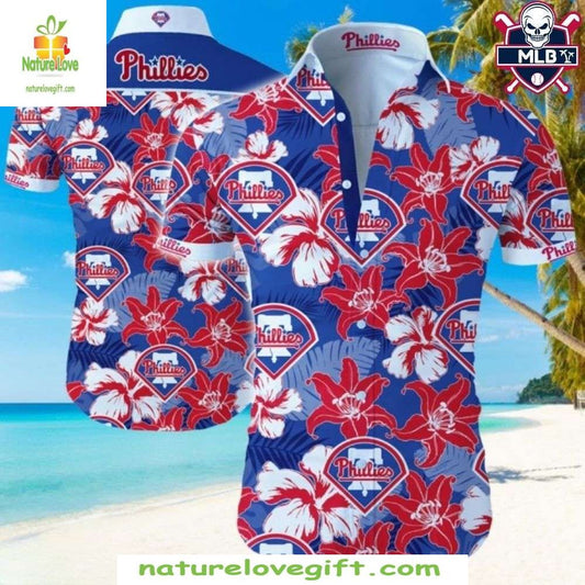 Philadelphia Phillies Floral Hawaiian Shirt MLB Baseball Apparel