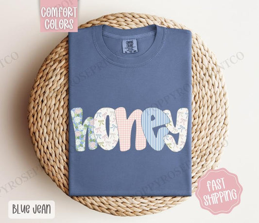 Floral Honey Comfort Colors Shirt, Cute Spring Grandma Tshirt, Coquette Honey Tee Hoodie, Sweatshirt | InkThreadWorks.com