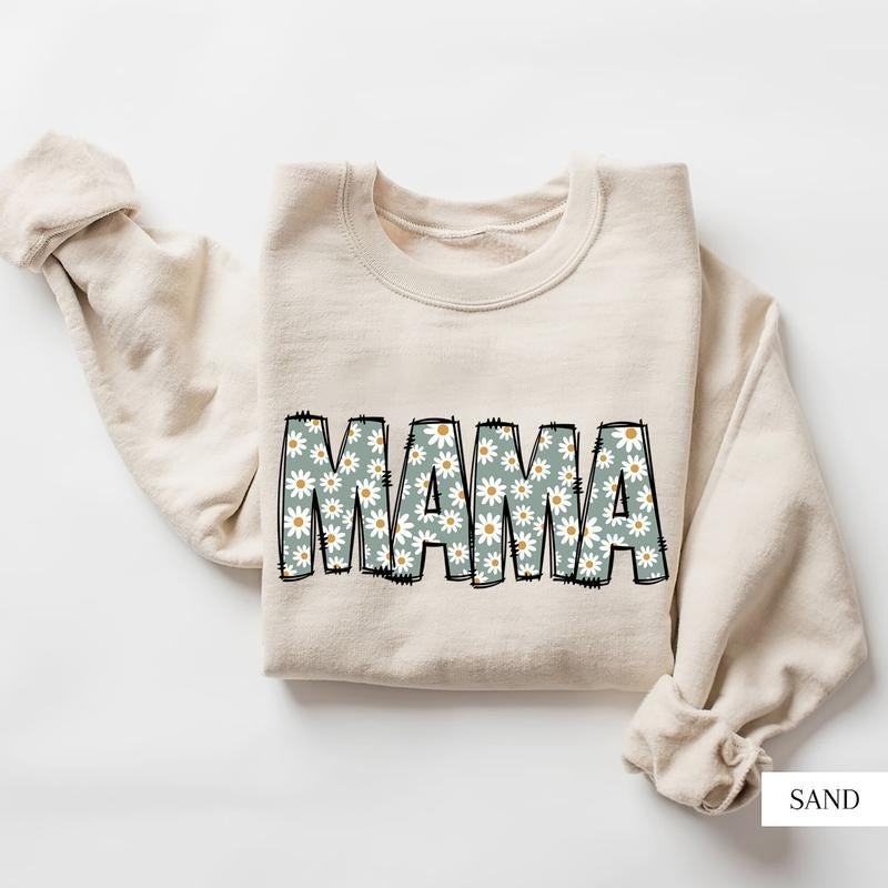 Floral Mama Sweatshirt - Cute Mother's Day Gift, Crewneck, Long Sleeve, Comfortable Pullover, Perfect for Grandma...