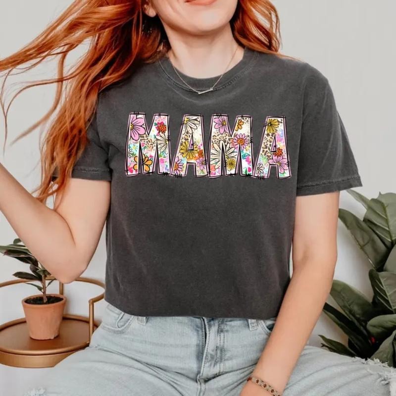 Floral Mama T-Shirt, Vintage Mom Shirt, Mothers Day Gift, Flower Mama Shirt, Retro Mom Shirt Top Womenwear Hoodie, Sweatshirt