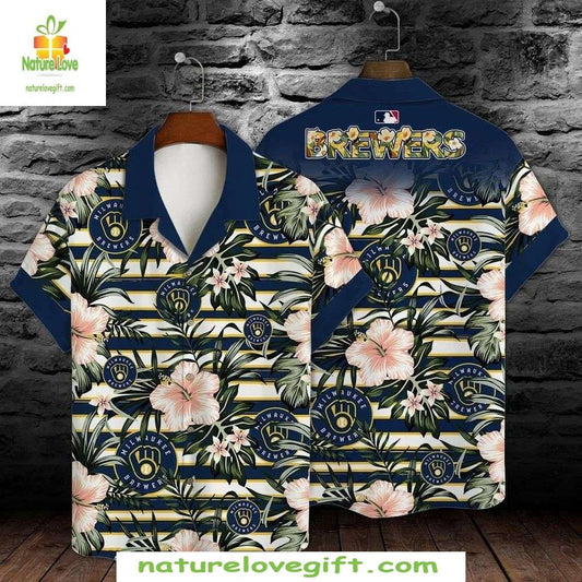 Milwaukee Brewers Hawaiian Shirt Floral Tropical Baseball Fan Apparel