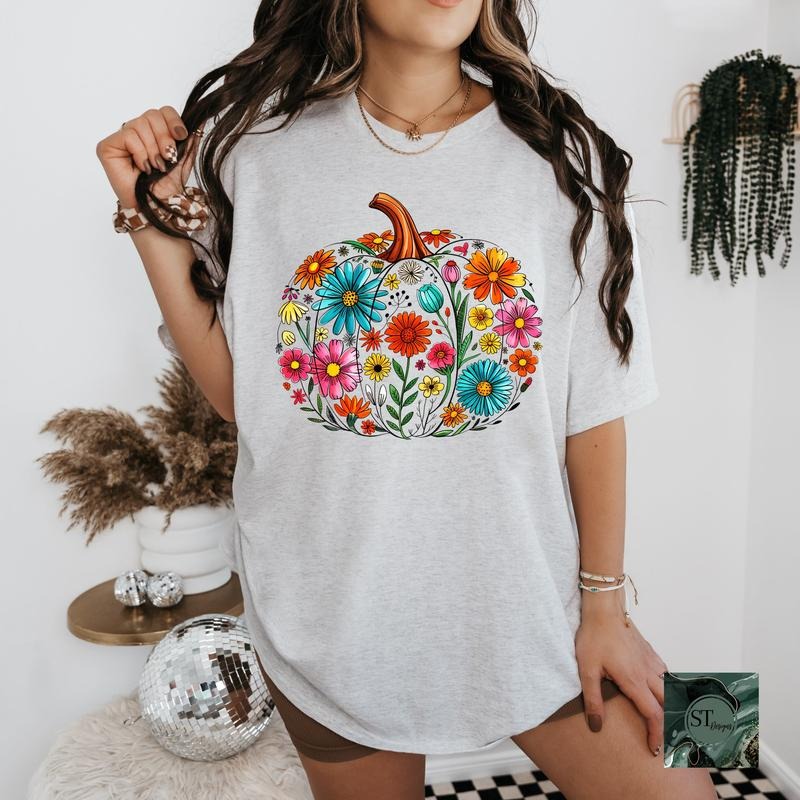 Floral Pumpkin T-Shirts, Hoodie, Sweatshirt | InkThreadWorks.com