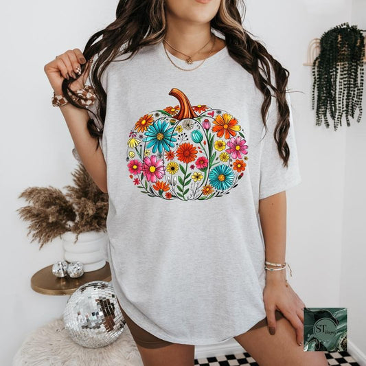 Floral Pumpkin T-Shirts, Hoodie, Sweatshirt | InkThreadWorks.com