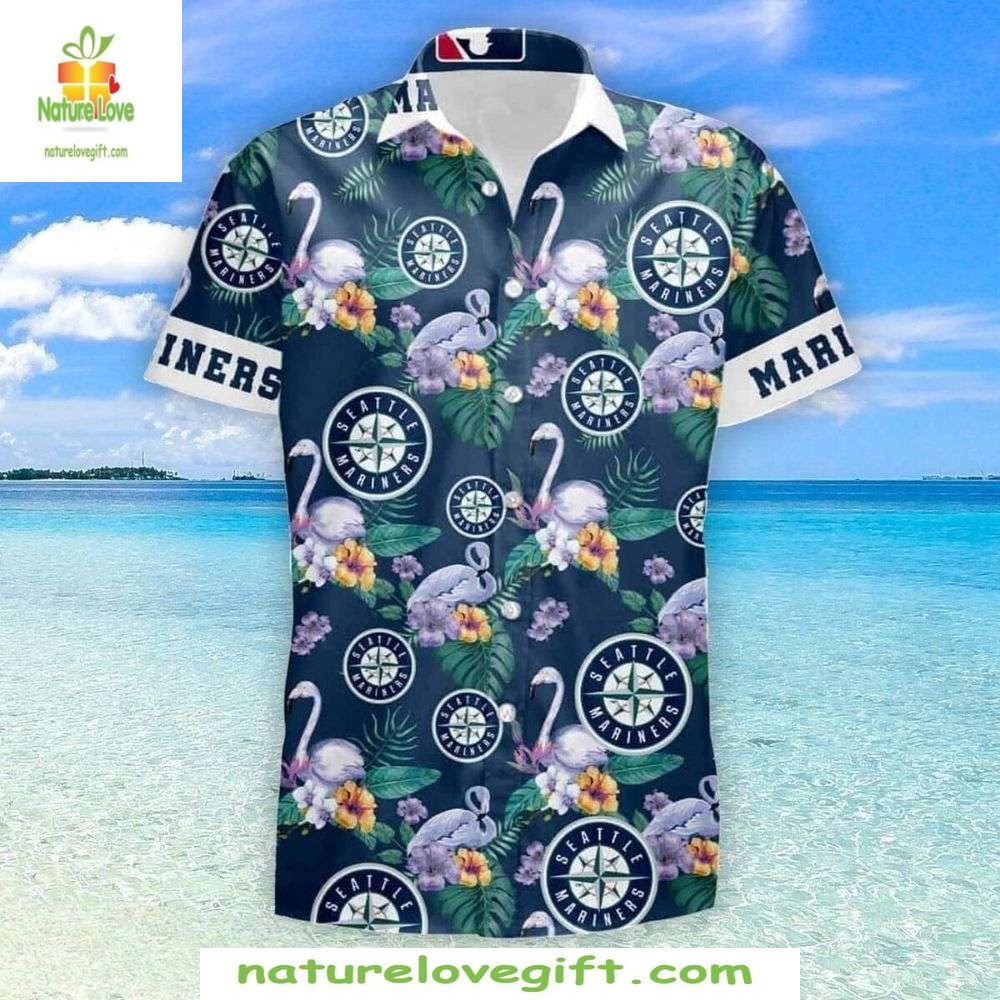 MLB Hawaiian Shirt Floral Swirl Seattle Mariners Stylish Baseball Apparel
