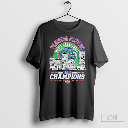 Florida Gators Mens Basketball Skyline Players Name West Regional Champions 2025 Shirt