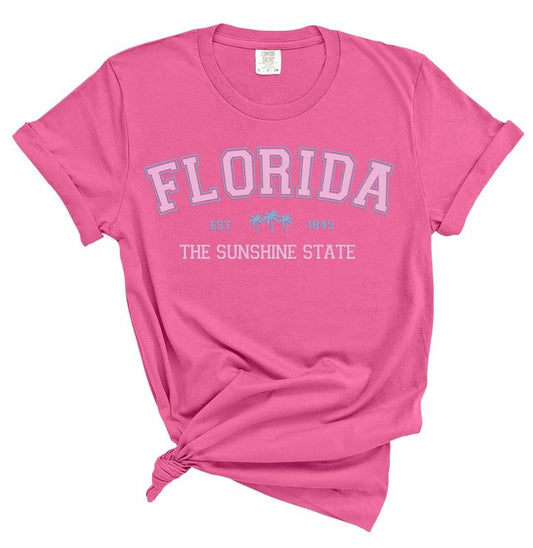 Florida The Sunshines State Tee - Florida Tshirt - T-shirt for summer - Vacation Tee Breathable Casual Graphic T Shirt