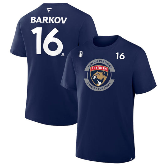 Florida Panthers #16 Aleksander Barkov Navy 2025 Stanley Cup Final Pro Name &