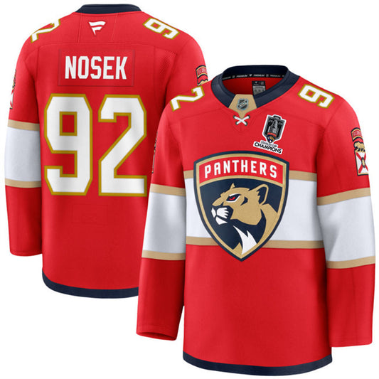 Florida Panthers #92 Tomas Nosek Red Home 2025 Stanley Cup Champions Patch