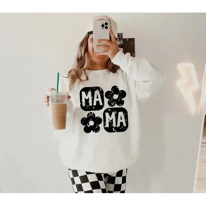Flower Checker Mama Pullover T-Shirts, Hoodie, Sweatshirt | InkThreadWorks.com