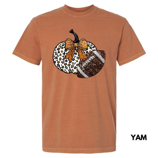 Football & Pumpkin FAKE Glitter Comfort Colors T-Shirt 'NLB' Hoodie, Sweatshirt | InkThreadWorks.com