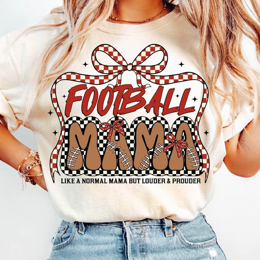 Football Mama T-Shirt, Coquette Bow T-Shirt, Checkered Football Mom T-Shirt, Football T-Shirt, Game Day Sports T-Shirt...